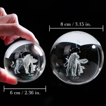 3D Miniatiūrų Leo Kamuolius Lazeriu Graviruotas Zodiako Pasaulyje Dirbtinis Krištolo Rutulys Prasmingas Gimtadienio Dovana Ypatingas Žmogus