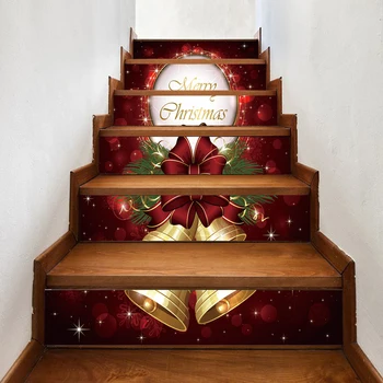 6pcs Kalėdinė Dekoracija Asmeninį Laiptai Lipdukai Linksmų Kalėdų Varpas Sienų Lipdukai Nuimamas Lipnios 