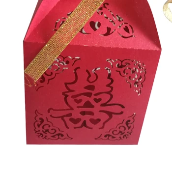 Dviguba laimė vestuvių naudai lauke pjovimas lazeriu durų dovanų dėžutėje Kinų stiliaus šalies naudai dėžutę