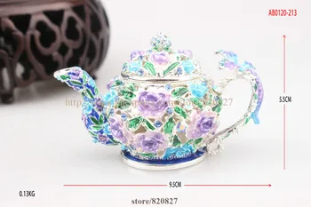 Emalio arbatinukas pakabukas lauke arbatinukas keturkampis langelis kolekcines, elegantiškas arbatinukas pakabukas lauke vintage senoviniai arbatos puodą cryst dovana jewelrybox