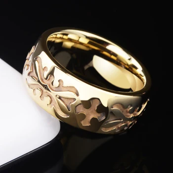 Žiedas Vyrams, Volframo Galvanizavimo Aukso Spalvos Kilmingos Mados Retro Madinga Vyrų Priedai Žiedas, Nemokamas Pristatymas, Graviravimas