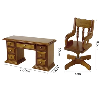 1:12 Masto Mini Stalas Pasukama Kėdė Modelis Miniatiūriniai Lėlių Priedai Kambarį Doll House Baldai Žaislas