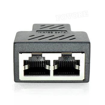 1 2 Būdais LAN Ethernet Tinklo Kabelis RJ45 Female Splitter Jungties Adapteris, Skirtas Nešiojamas Jungiamojo Stotis