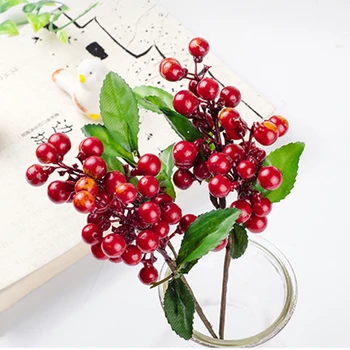 1 filialas Mini putų mažųjų dirbtinių uogų, gėlių modeliavimas vaisių Imtis rekvizitai Kalėdinė dekoracija 
