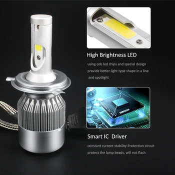 1 pora Auto Lemputes, LED Lempos H4, H7 H11 H1 H3 H13 880 9004 9007 9003 HB3 HB4 H27 9005 9006 LED 6000K 8000K Automobilių Žibintai Žibintas