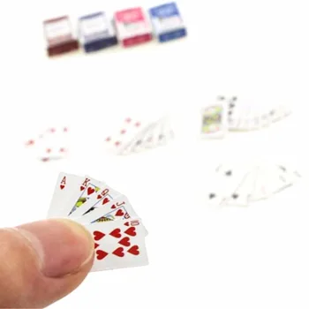 1 Rinkinys Mini Mielas 1:12 Lėlių Miniatiūros Pokerio Namų Puošybai Pokerio Kortos Žaisti Žaidimą BJD Kurhn Lėlės Priedai