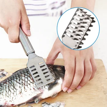 1 vnt Virtuvės įrankiai rankinis žuvų scaler žvejybos dalytuvai žuvų valymo peilis švaresnis pincetu žuvų valymas