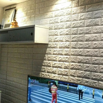10 vnt 3D Lipnios Sienos Lipdukas, Plytų Dizaino Sienų Plokštės, atsparus Vandeniui PE Putų Balti Tapetai už Kambarį, TV Wall