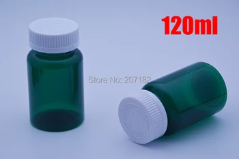 100vnt 120ml skersmens Žalios Spalvos Vaiko-įrodymas, PET Medicina Buteliai,Kapsules/Tabletes/Milteliai/Vitaminas Plastikinių Butelių -- Baltos spalvos Dangteliais, Varžtais