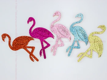 100VNT Blizgučiai Flamingo Išpjovos 45x90mm Sparkle Audinio Flamingo Paukščių Aplikacijos Lopai Šalies Rekvizitai, Vaiko Gimtadienio Dekoravimas