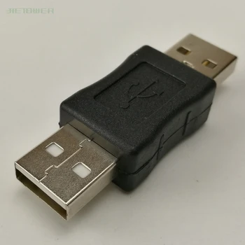 100vnt/daug USB 2.0 Male Į USB Vyrų Smegenų Kabelio Jungtis Adapteris Konverteris Jungtis, Keitiklis Juoda