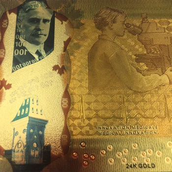 100vnt/daug Valiuta Banque Du Kanados Suvenyrų Banknotų 100 Kanados Doleris Aukso Folija Banknotų Sąskaitą už Suvenyrų Kolekcija