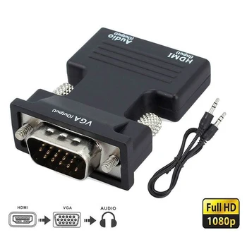 1080P HDMI į VGA Adapterį Skaitmeninis Analoginis Audio Video Konverteris, Laidas PC Nešiojamas TV Box Projektorius