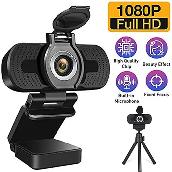 1080P kompiuterį, fotoaparatą, vaizdo kamerą su dangčiu ABS Optinis objektyvas Plug and Play Visiškai skaitmeninė triukšmo mažinimo mikrofonas