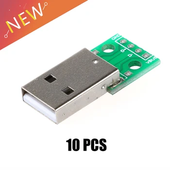 10vnt A Tipo USB Vyrų PANIRTI 2.54 MM PCB Lenta Energijos Tiekimo 