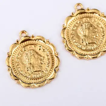 10vnt Aukso Romos Portretas Netaisyklingos Apvalios Monetos Pakabukai Pakabukas Papuošalai Priėmimo 