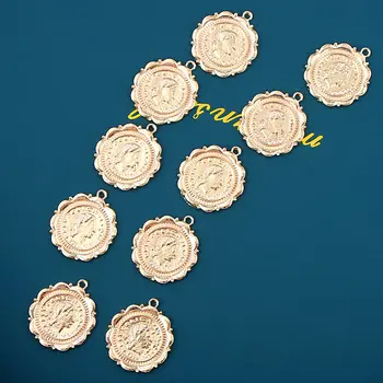 10vnt Aukso Romos Portretas Netaisyklingos Apvalios Monetos Pakabukai Pakabukas Papuošalai Priėmimo 