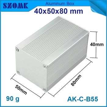 10vnt/daug aliuminio boxess 40x50x80mm aliuminio korpusas, dėžutė, sidabro spalvos elektroninių ekstruzinio aliuminio korpusas