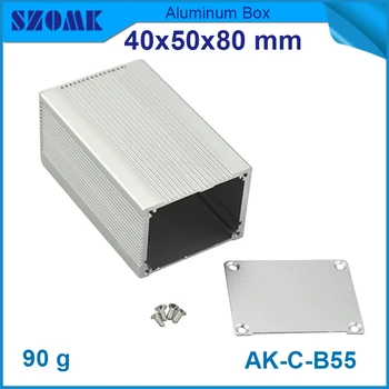 10vnt/daug aliuminio boxess 40x50x80mm aliuminio korpusas, dėžutė, sidabro spalvos elektroninių ekstruzinio aliuminio korpusas