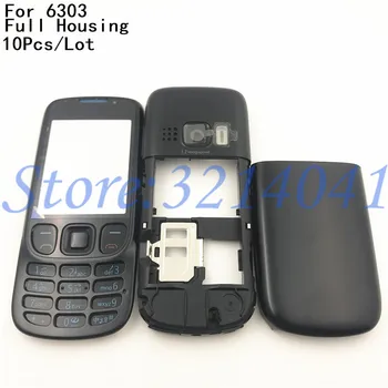 10vnt/Daug Geros kokybės, Naujas, Pilnas Telefono Korpuso Dangtis Atveju+anglų Klaviatūra Nokia 6303c 6303+Logo
