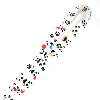 10vnt Mielas Animacinių filmų Panda Kaklo Dirželis Virvelę raktams, ID Kortelės Ženklelis Turėtojas Pakabinti Virvę Keychain Lanyards Mobiliųjų Telefonų Priedai