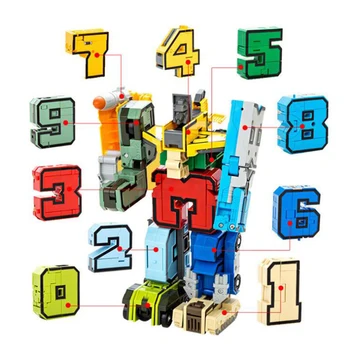 10vnt Robotas Plytų Skaičių Transformacijos Robotas fFgures Švietimo Surinkimo Robotas Veiksmų Skaičiai Deformuoti Skaitmeninis Robotas Žaislas