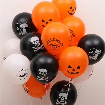 10vnt/Set 12Inch Helovinas Black Orange Moliūgų Kaukolė Gpgb Pripučiami Oro Helio Lateksiniai Balionai Halloween Party Apdaila