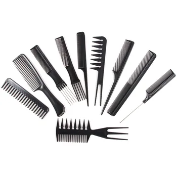 10vnt/Set Professional Plaukų Šepetys Šukos Salonas, Kirpykla Anti-static Plaukų Šukos Hairbrush Šukuosenų Formavimo Šukos Plaukų Priežiūros Priemonės