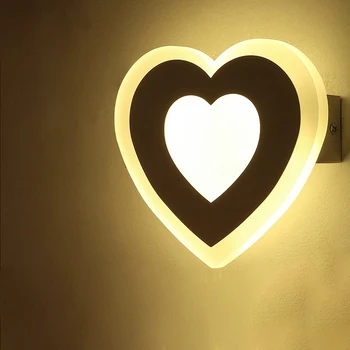 12W Moderni Meilė Širdies Sienos Lempos Kambarį Miegamojo Lovos, LED Apšvietimas, Sconce Akrilo Lempos Lampara De Sumalti