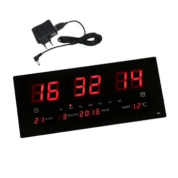 17inch Skaitmeninis LED Ekrano Projekcijos Sieninis Laikrodis Laiko Kalendorius su Patalpų Termometras 24H Ekranas - Dienos/Mėnesio/Metų ES