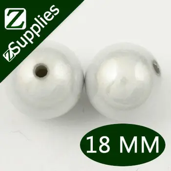 18mm Naujas arrivel balta akrilo 3dmiracle karoliukai, apvalūs, perle magique formos akriliniai karoliukai