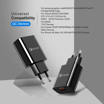 18W QC3.0 Greitas Įkroviklis Mobiliųjų Telefonų Kroviklį Kelionės USB Įkrovimo ES/JAV Prijungti 