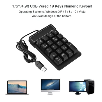 19 Raktai 1.5 M / 5FT USB Laidinio Skaičių Klaviatūros Skaičių Pad 