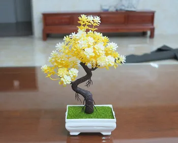 1pc Dirbtinis Bonsai Plastiko, Medžio Netikrą Gėlių Dekoras Bonsai Modeliavimas Dirbtinis Vazoninių Augalų Puodą su Ornamentu Namų Puošybai