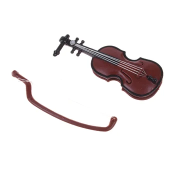 1Pc Miniatiūriniai Muzikos instrumentų Plastiko Mini Smuikas Lėlių Dekoratyviniai Papuošalai Plastiko Amatai 