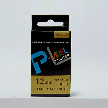 1PK aukštos kokybės suderinama XR-12GD 12mm black on Aukso EZ-etikečių spausdintuvai KL-60, KL-60SR