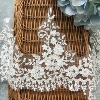 1Yard Vestuvių Suknelė Cording Nėrinių Apdaila Siuvinėjimo Dramblio kaulo Balta Nėrinių Aplikacijos Lopai, Aksesuarų, Drabužių Dekoravimas 17cm
