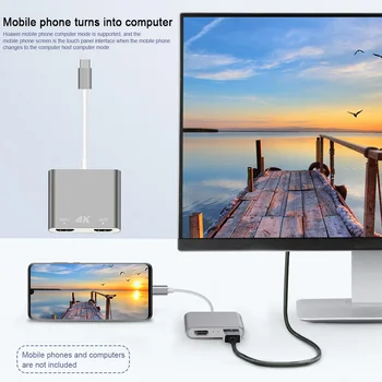 2 1 Susitikimas Pateikimas Ekrane, AV Keli Režimai USB C Dual Adapteris 4K 60Hz Tipas-c Konverteris HD Žaidimas, Skirtas 