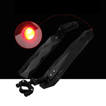 2 Vnt Black/Red/Blue Bike Priekiniai Galiniai Sparnai Kalnų Dviračių Mudguard Sparnus Su LED Galiniai Šviesos Dviračių Nuoma Priedai