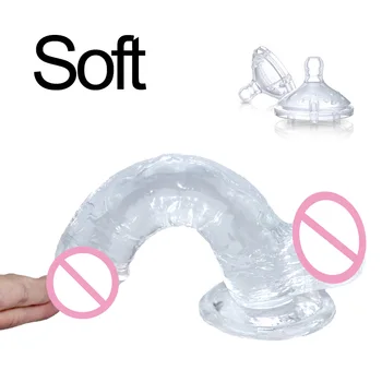20*4,2 cm Realistiškas želė Dildo Analinio Sekso Žaislus Poroms Masturbator Skaidrus Mažas Dildo Siurbimo Taurės Moterų Sekso Produktai