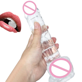 20*4,2 cm Realistiškas želė Dildo Analinio Sekso Žaislus Poroms Masturbator Skaidrus Mažas Dildo Siurbimo Taurės Moterų Sekso Produktai