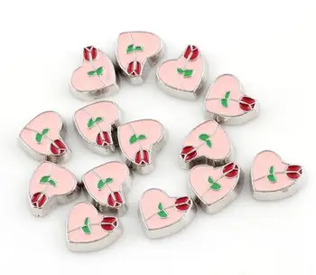 (20 , 50)VNT/daug Širdies Rožių Gėlių Plūduriuojantis Apranga Pakabukai Tinka Magnetinio Atminties Apranga Pakabukas Mados Jewelrys