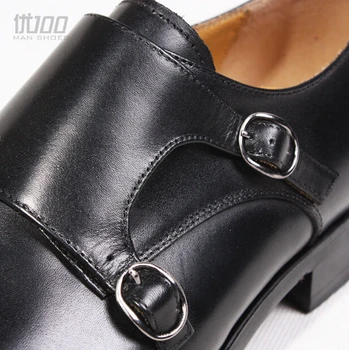 2017 Italija vyriški natūralios odos, rankų darbo, vienuolis, batai juodos spalvos vyriški verslo oficialų batai aukščiausios kokybės chaussure homme EU45