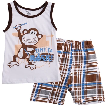 2017Newest babyboys drabužius Bamblys Vaikams, Kūdikių Berniukų Vasaros Komplektus T-shirt tankų+Kelnes 2vnt Drabužių Rinkinys