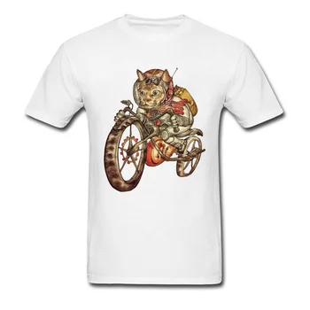 2018 Klasikinis Berserk Steampunk Motociklas Katė T-shirt Cool Retro Juoda vyriški Medvilniniai Tees trumpomis Rankovėmis Slim Topai Marškinėliai