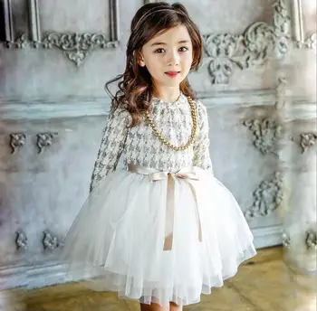 2018 m. Pavasarį nauja mada vaikams mergina pledas suknelė baby girl ilgomis rankovėmis patikrinti, suknelės vaikams mergina korėjos boutique vestido