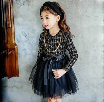 2018 m. Pavasarį nauja mada vaikams mergina pledas suknelė baby girl ilgomis rankovėmis patikrinti, suknelės vaikams mergina korėjos boutique vestido