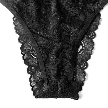 2019 Atsitiktinis Seksualus Kostiumai Naujas Moterų Nėrinių Apatiniai drabužiai Plius Dydis G-strings Liemenėlė Seksualus Kryžiaus Tuščiaviduriai Juoda Gėlių Sleepwear Rinkinys