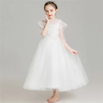 2019 Elegantiškas Vaikų Mergaičių Sniego Baltos Spalvos Vestuvių, Gimtadienio Vakarėlio Princesė Purus Suknelė, Vaikams, Kūdikiams Priimančiosios Komunikacijos Suknelė