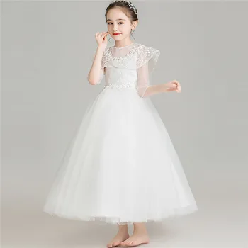 2019 Elegantiškas Vaikų Mergaičių Sniego Baltos Spalvos Vestuvių, Gimtadienio Vakarėlio Princesė Purus Suknelė, Vaikams, Kūdikiams Priimančiosios Komunikacijos Suknelė
